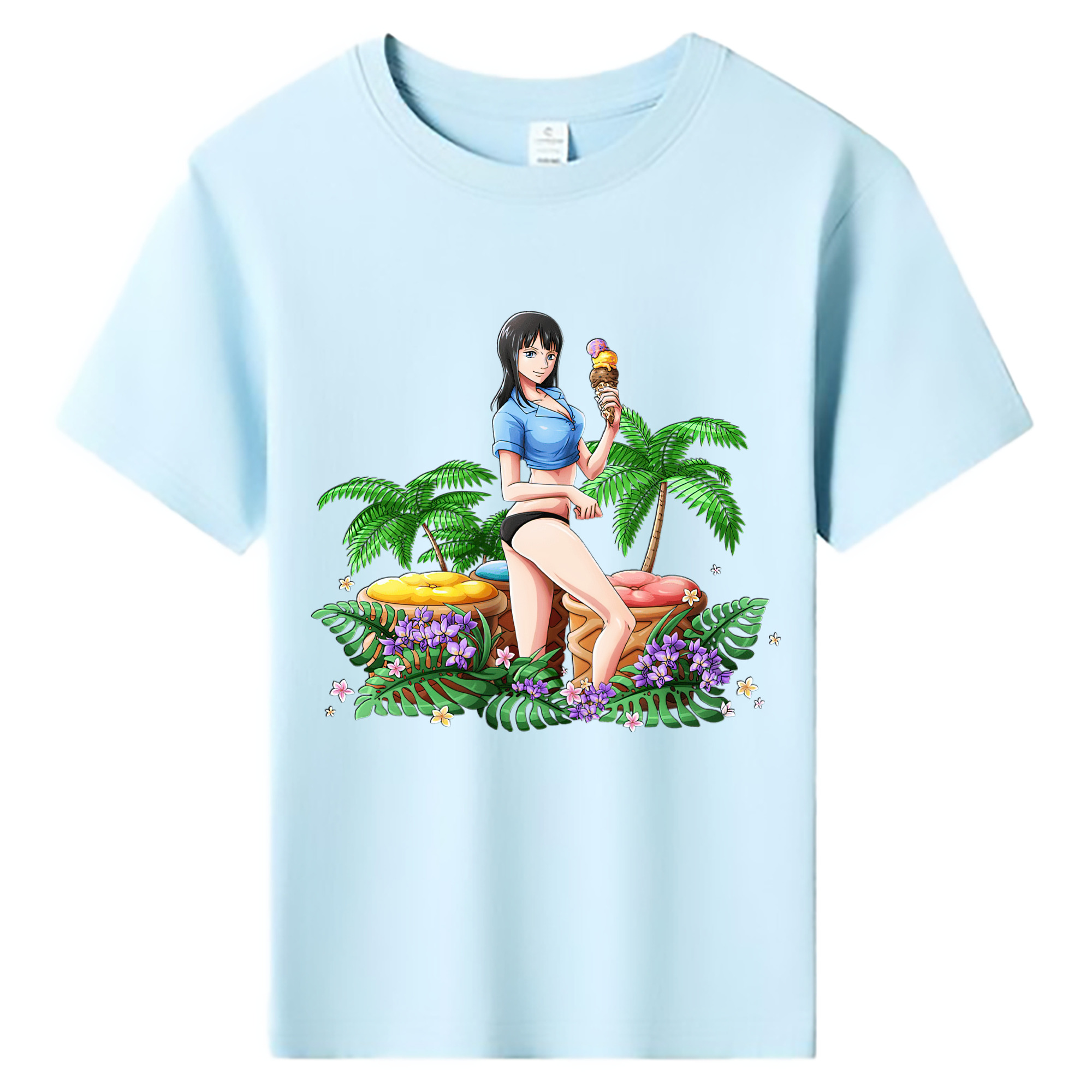 （画像用） ワンピース ニコ・ロビン ONE PIECE Nico Robin 綿100％キッズTシャツ（フロントプリント）